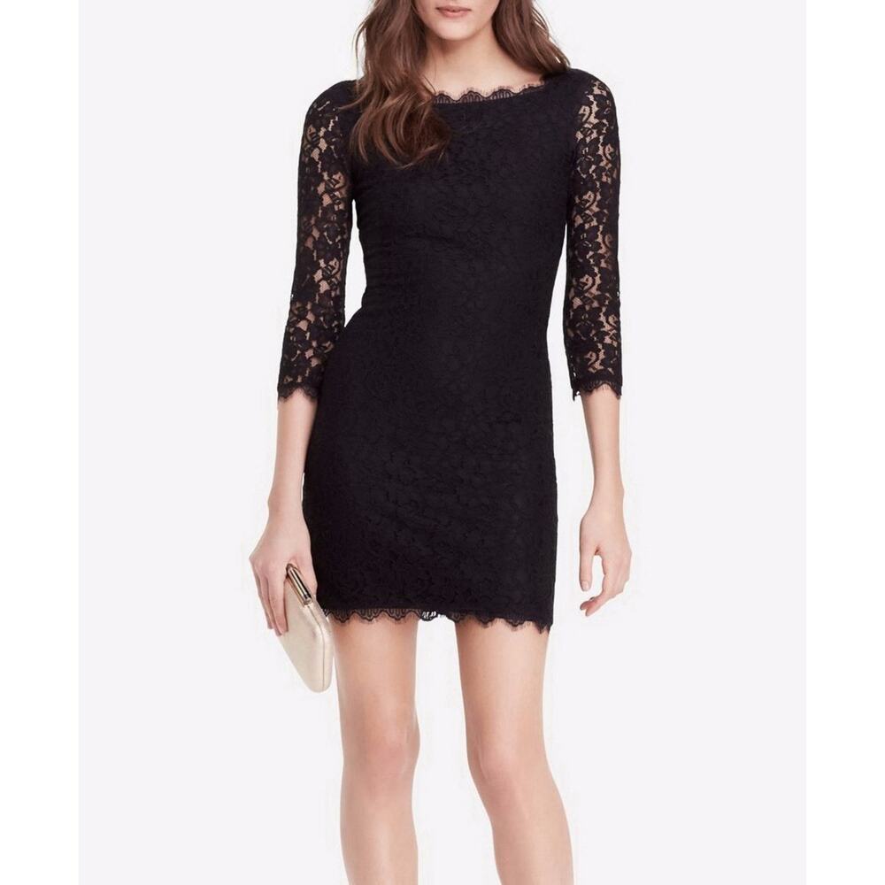 Diane Von Furstenberg Zarita Navy Lace Dress Size 6 - Picture 4 of 13